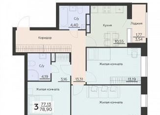 Продается 3-ком. квартира, 78.9 м2, Воронеж, Левобережный район