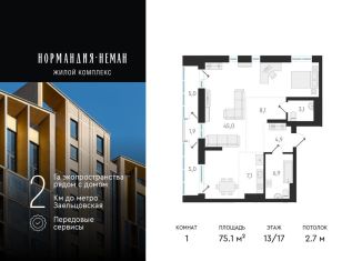 Продаю 1-комнатную квартиру, 75.1 м2, Новосибирск, улица Аэропорт, 49/2