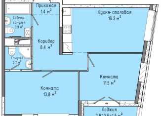 2-ком. квартира на продажу, 58 м2, Ижевск, улица Ленина, 91/1, ЖК Скандинавия