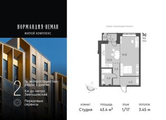 Продается квартира студия, 43.4 м2, Новосибирск, улица Аэропорт, 49