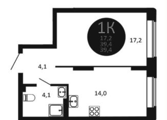 Продам 1-ком. квартиру, 39.4 м2, Новосибирская область