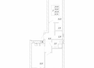 Продам 2-комнатную квартиру, 60.5 м2, Зеленоградск