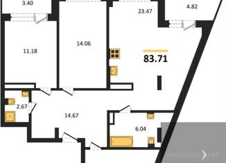 Продам 2-ком. квартиру, 83.7 м2, Воронеж, Коминтерновский район, Электросигнальная улица, 9Ак2