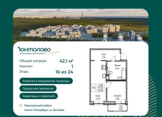 Продается 1-ком. квартира, 42.1 м2, Санкт-Петербург, Ивинская улица, 19к4, муниципальный округ Лахта-Ольгино