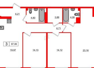 Продается 3-комнатная квартира, 97.1 м2, Санкт-Петербург, Ремесленная улица, 17, метро Спортивная