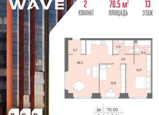 Продаю 2-ком. квартиру, 70.5 м2, Москва, станция Москворечье