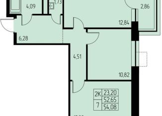 Продам двухкомнатную квартиру, 52.7 м2, Московская область, микрорайон Дружный, 14