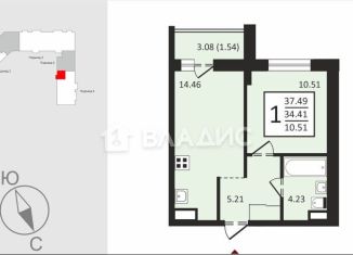 Продается 1-комнатная квартира, 36 м2, посёлок Заклязьменский, ЖК Заречье Парк