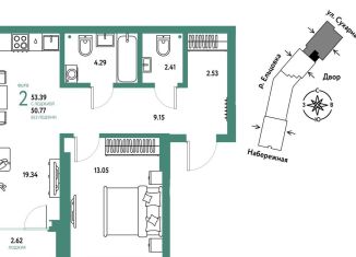 Продажа 2-комнатной квартиры, 53.4 м2, Новосибирск, метро Площадь Гарина-Михайловского