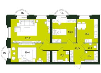 3-ком. квартира на продажу, 101.7 м2, Чувашия, жилой комплекс Ялав, поз5.12