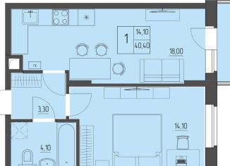 Продается однокомнатная квартира, 39.5 м2, Батайск, ЖК Прибрежный, улица Макаровского, 4к2