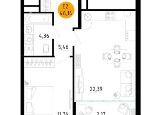 Продаю 1-ком. квартиру, 46.1 м2, Рязань