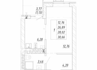 Продам 1-ком. квартиру, 28 м2, Зеленоградск