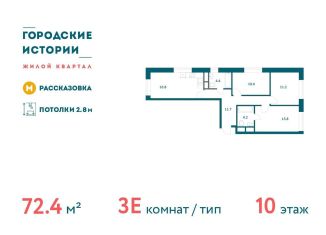 3-ком. квартира на продажу, 72.4 м2, поселение Внуковское