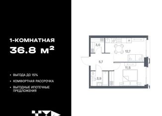 Продам 1-комнатную квартиру, 36.8 м2, Москва, метро Нагатинский Затон