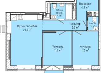 Продается двухкомнатная квартира, 58.9 м2, Ижевск, улица Ленина, 91/1, ЖК Скандинавия