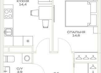 Продается 1-комнатная квартира, 42.3 м2, Москва