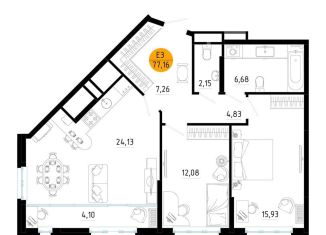 Продажа двухкомнатной квартиры, 77.2 м2, Рязанская область