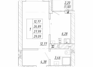 Продаю 1-комнатную квартиру, 28 м2, Калининградская область