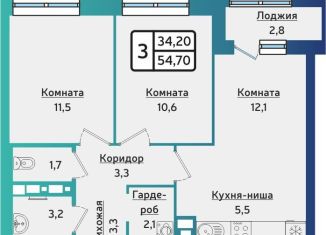 Продается 3-ком. квартира, 54.9 м2, Ижевск, Устиновский район