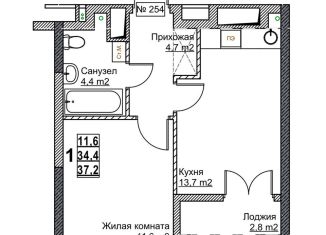 Продам 1-комнатную квартиру, 37.2 м2, Нижний Новгород, Канавинский район