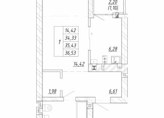 Продаю 1-ком. квартиру, 35.4 м2, Зеленоградск