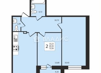 Продам 2-комнатную квартиру, 73.5 м2, Владимир, Октябрьский район, улица Горького, 60А