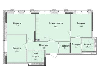 3-комнатная квартира на продажу, 80.2 м2, Ижевск, Индустриальный район, жилой комплекс Утро на Репина, 1