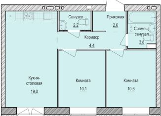 Двухкомнатная квартира на продажу, 52.7 м2, село Первомайский, жилой комплекс Санвилл, 5