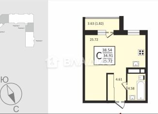 Продается квартира студия, 36.7 м2, посёлок Заклязьменский