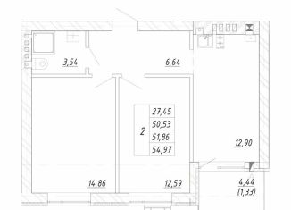 2-ком. квартира на продажу, 51.9 м2, Зеленоградск