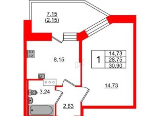 Продается 1-комнатная квартира, 30.9 м2, деревня Новое Девяткино, Лесная улица, 4