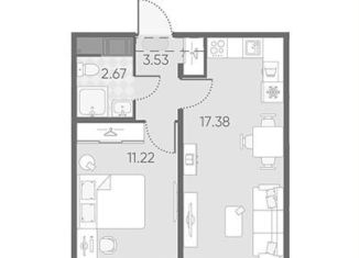 Продается 1-комнатная квартира, 34.8 м2, Санкт-Петербург, ЖК Морская миля, улица Морской Пехоты, 24к2