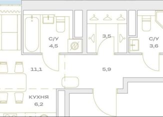 Продажа 2-ком. квартиры, 60.7 м2, посёлок Марьино