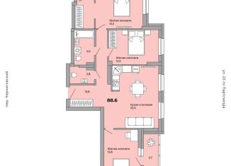 Продажа 3-комнатной квартиры, 88.6 м2, Свердловская область, Черниговский переулок, 20