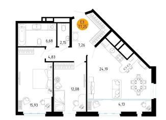 Продажа 2-ком. квартиры, 77.3 м2, Рязань