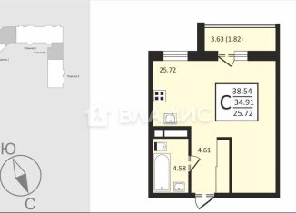 Продается квартира студия, 36.7 м2, посёлок Заклязьменский