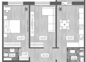 2-ком. квартира на продажу, 65.6 м2, Новосибирская область, улица Петухова, 16/3