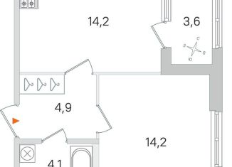 Продаю 1-комнатную квартиру, 39.2 м2, Пушкин