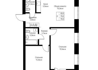 Продаю 2-ком. квартиру, 74.5 м2, Альметьевск