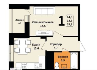 Продажа 1-комнатной квартиры, 35 м2, поселок Дубовое, Чудесная улица, 6