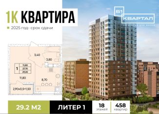 Продается однокомнатная квартира, 29.2 м2, Ростов-на-Дону, проспект 40-летия Победы, 111/4с2