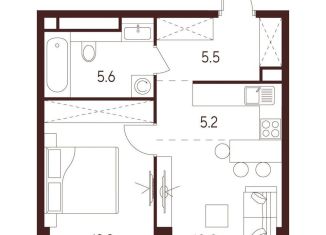 Продажа однокомнатной квартиры, 38.5 м2, Москва, метро Октябрьское поле