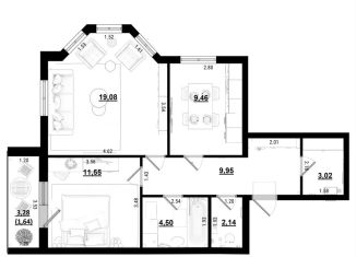 Продается двухкомнатная квартира, 61.4 м2, Калужская область