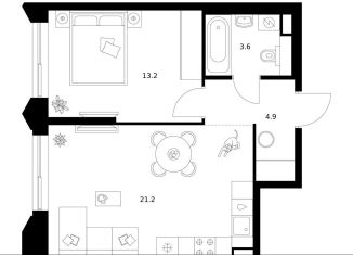 Продается 1-комнатная квартира, 42.9 м2, Москва, метро Мичуринский проспект