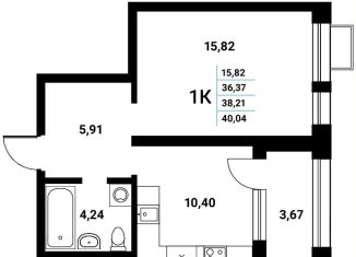 Продаю 1-ком. квартиру, 38.2 м2, Воронеж, набережная Чуева, 7