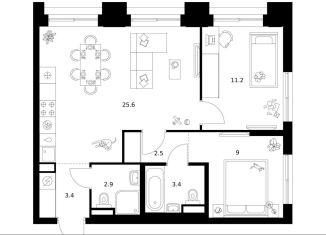 Продам 2-комнатную квартиру, 58 м2, Москва, район Очаково-Матвеевское