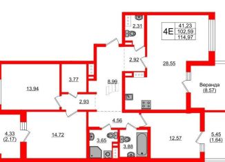 3-ком. квартира на продажу, 115 м2, Санкт-Петербург, метро Парнас, Суздальское шоссе, 10