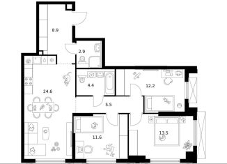 Продаю 3-ком. квартиру, 83.6 м2, Москва, метро Юго-Западная