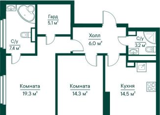 Продаю двухкомнатную квартиру, 70 м2, Самарская область